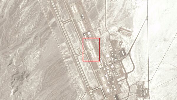 Mysterious crafts peeking out of hangars at the Tonopah Test Range Airport in Nevada on March 2, 2020, around noon.  - Sputnik International