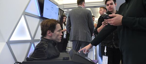 МеRobot with the appearance of Hollywood actor Arnold Schwarzneger МеRobot with the appearance of Hollywood actor Arnold Schwarzneger - Sputnik International