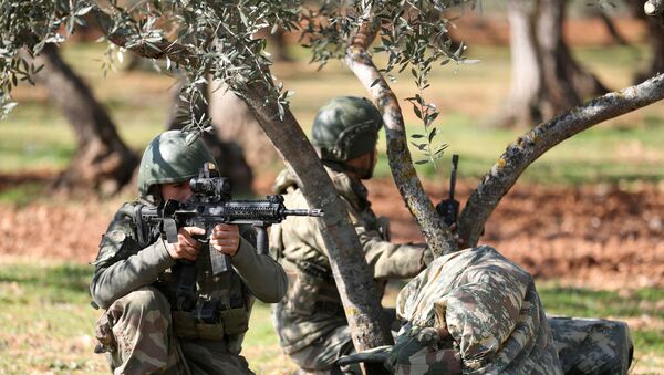 Turkish soldiers near the village of al-Nayrab in northwestern Syria - Sputnik International