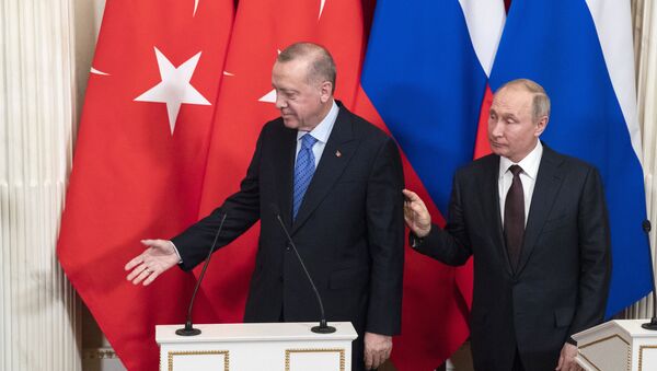 Russian President Vladimir Putin and Turkish President Recep Tayyip Erdogan in the Kremlin, in Moscow - Sputnik International