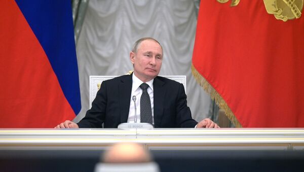 Russian President Vladimir Putin attends a meeting with members of a working group created to discuss constitutional amendments in the Kremlin in Moscow, Russia, Wednesday, Feb. 26, 2020 - Sputnik International
