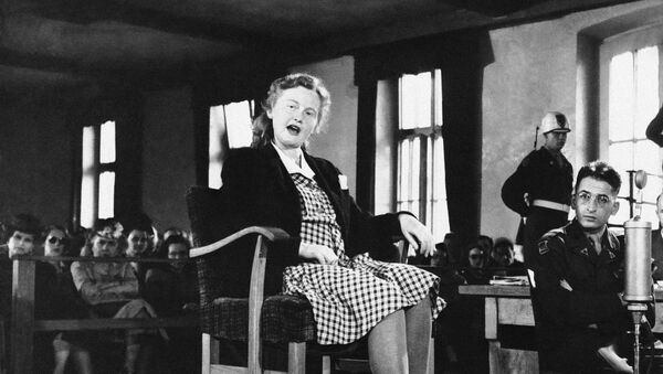 Ilse Koch, wife of the first commander of Buchenwald concentration camp, Dachau, Germany testifies on the witness stand in her own defense  July 8, 1947, in connection with the war crimes committee by her husband at the camp during the war. - Sputnik International