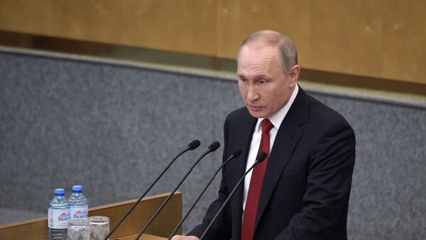 Russian President Vladimir Putin speaks at the plenary session of the State Duma of the Russian Federation - Sputnik International