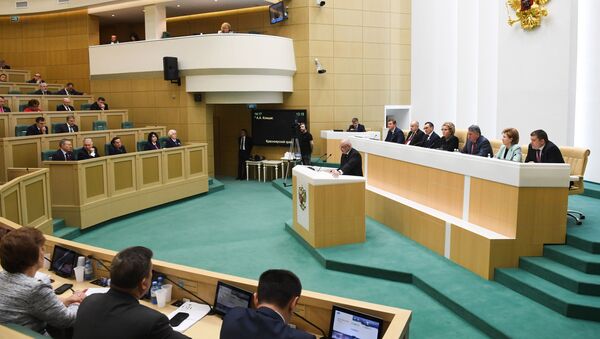 Chairman of the Federation Council Committee on Constitutional Legislation and State Building Andrei Klishas speaks during a plenary session of the Russian Federation Council, the upper house of the Russian Parliament, to consider constitutional changes in the third and final reading, in Moscow, Russia - Sputnik International