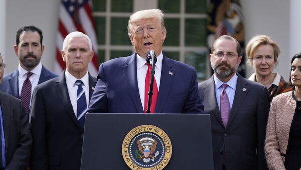 President Donald Trump speaks during a news conference about the coronavirus in the Rose Garden of the White House, Friday, March 13, 2020, in Washington. - Sputnik International