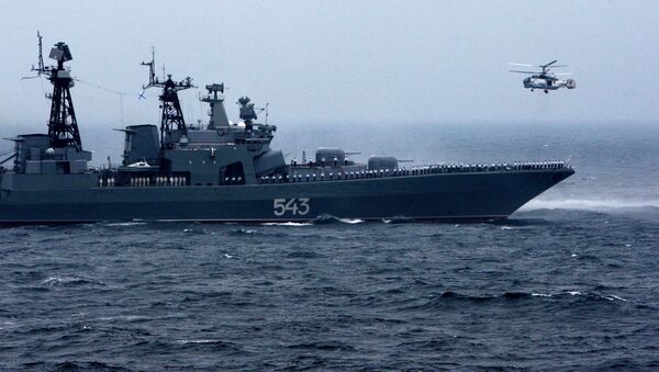Marshal Shaposhnikov destroyer during drills Pacific Navy Fleet drills in 2015. - Sputnik International