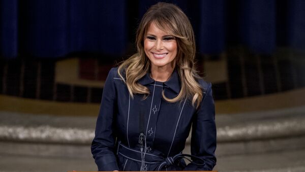 First lady Melania Trump smiles during a speech at the Justice Department's National Opioid Summit at the Department of Justice, Friday, March 6, 2020, in Washington - Sputnik International