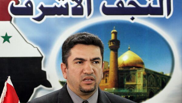 Governor of Najaf Adnan Al-Zurfi alleges electoral irregularities, which were denied by Najaf police chief Major-General Talib al-Jaza'eri, at a news conference in Najaf, Iraq Saturday, 5 Feb 2005. - Sputnik International