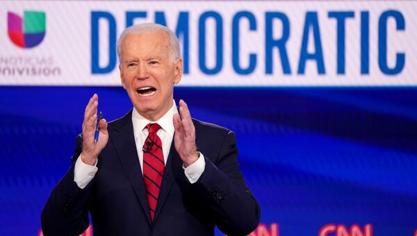 Joe Biden speaks during the 11th Democratic candidates debate of the 2020 U.S. presidential campaign, held in CNN's Washington studios without an audience because of the global coronavirus pandemic, in Washington, U.S., March 15, 2020 - Sputnik International