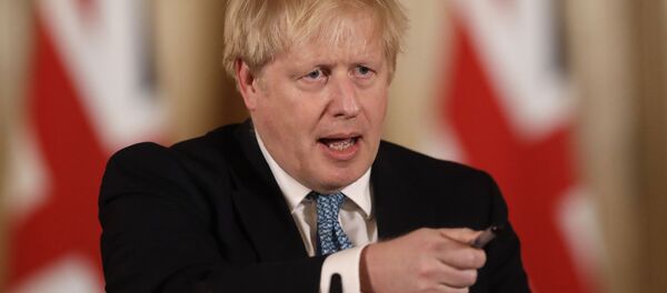 British Prime Minister Boris Johnson gestures as he gives a press conference about the ongoing situation with the COVID-19 coronavirus outbreak inside 10 Downing Street in London, Tuesday, March 17, 2020 British Prime Minister Boris Johnson gestures as he gives a press conference about the ongoing situation with the COVID-19 coronavirus outbreak inside 10 Downing Street in London, Tuesday, March 17, 2020 - Sputnik International