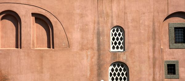 A worker in protective suit disinfects the wall of a mosque in response to the spreading coronavirus disease (COVID-19) in Istanbul,Turkey March 20, 2020 - Sputnik International