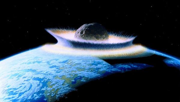 Artist's impression of a 1000km-diameter planetoid hitting a young Earth - Sputnik International