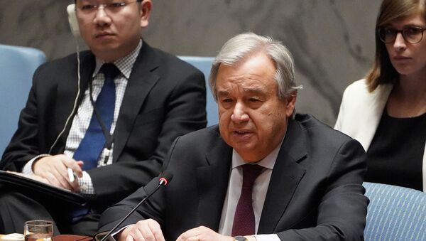 Secretary General of the United Nations Antonio Guterres speaks during a Security Council meeting about the situation in Syria at U.N. Headquarters in the Manhattan borough of New York City, New York, U.S.,  28 February, 2020 - Sputnik International