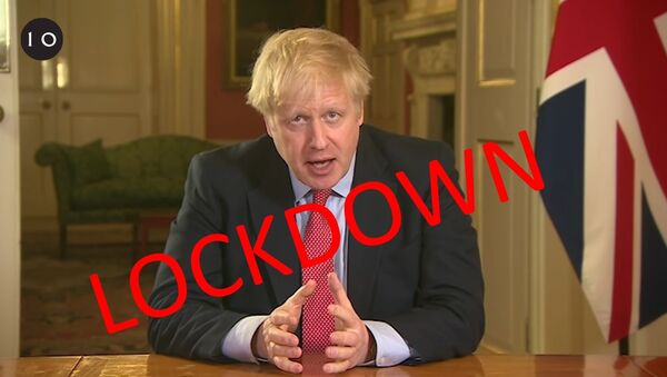 Boris Johnson Number 10 with Lockdown in red - Sputnik International