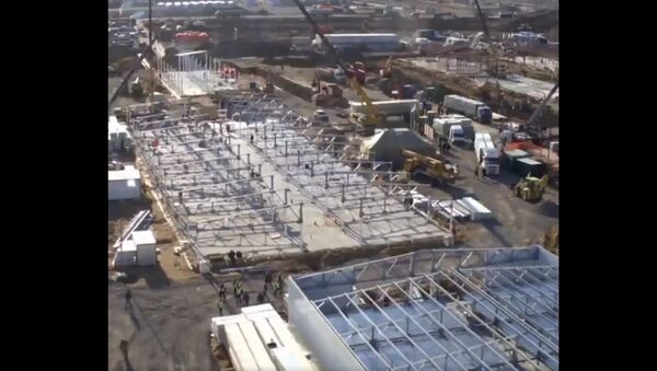Drone footage shows construction of new coronavirus hospital in Russia - Sputnik International