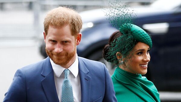 Britain's Prince Harry and Meghan, Duchess of Sussex, arrive for the annual Commonwealth Service at Westminster Abbey in London, Britain March 9, 2020.  - Sputnik International
