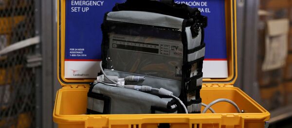 A ventilator is seen at the New York City Emergency Management Warehouse, where 400 ventilators arrived and before being shipped out for distribution, due to concerns over the rapid spread of coronavirus disease (COVID-19) in the Brooklyn borough of New York City, U.S., March 24, 2020 - Sputnik International