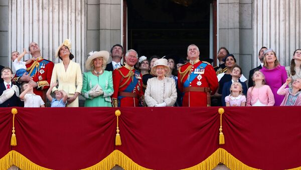 The Royal Family Watches a flypast during Trooping the Colour parade in London - Sputnik International