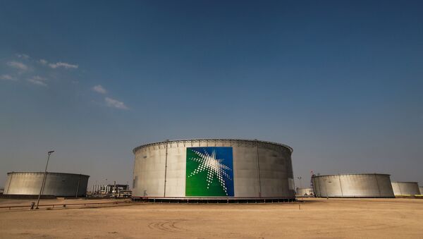 A view shows branded oil tanks at Saudi Aramco oil facility in Abqaiq, Saudi Arabia October 12, 2019 - Sputnik International