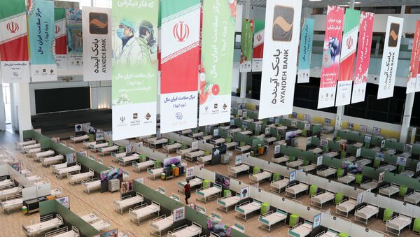 A view of beds at a shopping mall, one of Iran's largest, which has been turned into a centre to receive patients suffering from the coronavirus disease (COVID-19), in Tehran, Iran, April 4, 2020 - Sputnik International