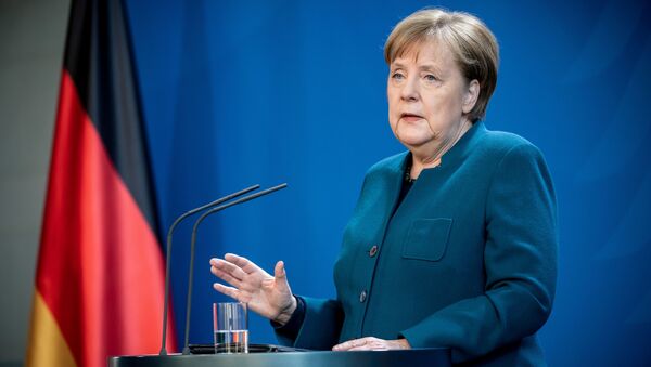 German Chancellor Angela Merkel gives a media statement on the spread of the new coronavirus disease (COVID-19) at the Chancellery in Berlin, Germany, March 22, 2020 - Sputnik International
