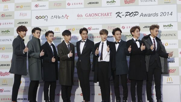 South Korean K-Pop group EXO poses prior to the K-Pop Awards 2014 in Seoul, South Korea, Wednesday, Jan. 28, 2015.  - Sputnik International
