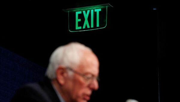 U.S. Democratic presidential candidate Senator Bernie Sanders announces that he will be continuing his campaign for U.S. president at least through his March 15 debate with former Vice President Joe Biden as he holds a news conference in Burlington, Vermont, U.S. March 11, 2020 - Sputnik International