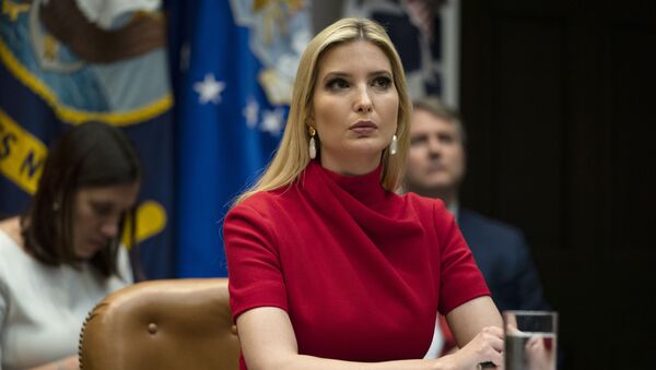 Ivanka Trump listens as President Donald Trump speaks during a conference call with banks about efforts to help small businesses during the coronavirus pandemic, at the White House, Tuesday, 7 April 2020, in Washington, DC. - Sputnik International