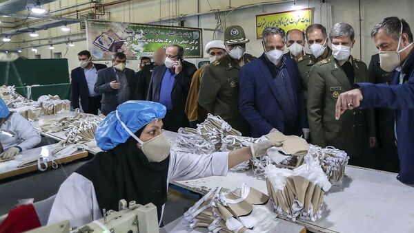 Iranian Minister of Defence Brigadier General Amir Hatami opens production line for protective face masks with ionized filtering technology. 09.04.2020. - Sputnik International