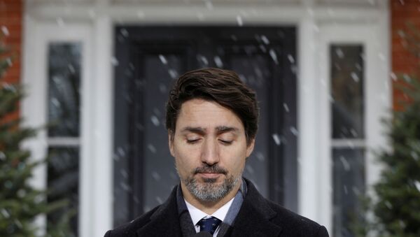 Canada's Prime Minister Justin Trudeau attends a news conference at Rideau Cottage, as efforts continue to help slow the spread of coronavirus disease (COVID-19), in Ottawa, Ontario, Canada April 9, 2020 - Sputnik International