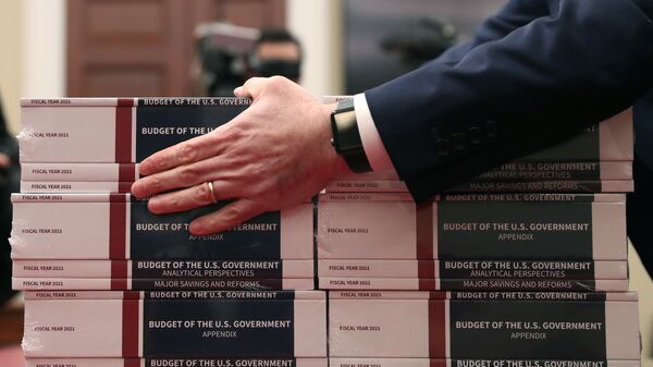 Copies of President Trump's FY2021 budget in Washington - Sputnik International