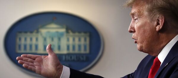 President Donald Trump speaks about the coronavirus in the James Brady Press Briefing Room of the White House, Friday, April 17, 2020, in Washington President Donald Trump speaks about the coronavirus in the James Brady Press Briefing Room of the White House, Friday, April 17, 2020, in Washington - Sputnik International