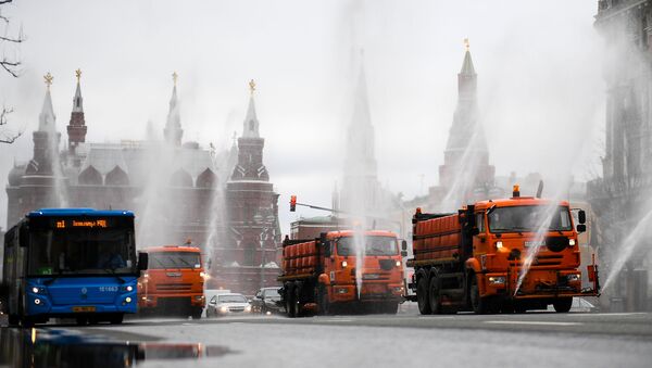 Disinfection of roads and sidewalks in Moscow - Sputnik International