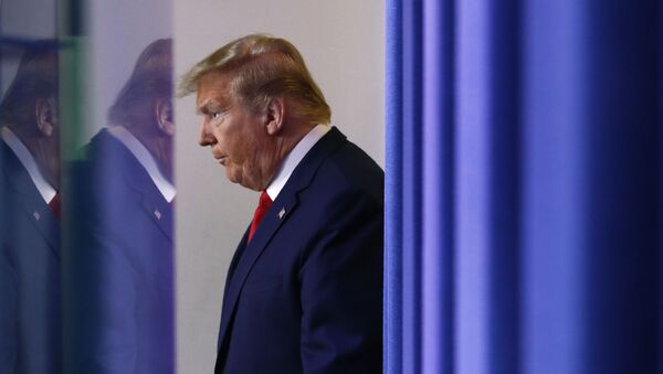President Donald Trump arrives to speak at a coronavirus task force briefing at the White House, Saturday, April 18, 2020 - Sputnik International