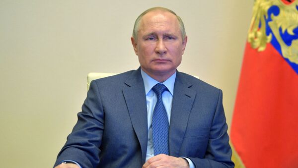 Russian President Vladimir Putin speaking to government officials regarding the state's efforts to battle the novel coronavirus. April 20, 2020. - Sputnik International