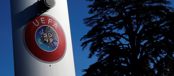 A logo is pictured outside the UEFA in Nyon, Switzerland, February 28, 2020 - Sputnik International