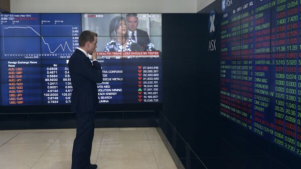 A man stands in the viewing gallery at the Australian Stock Exchange in Sydney, 9 March 2020 - Sputnik International