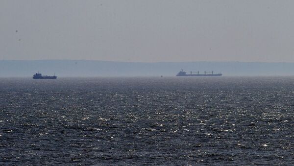A number of large ships are sitting off shore in the Bristol channel  - Sputnik International
