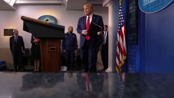 U.S. President Donald Trump arrives to address the daily coronavirus task force briefing at the White House in Washington, U.S., April 22, 2020. - Sputnik International
