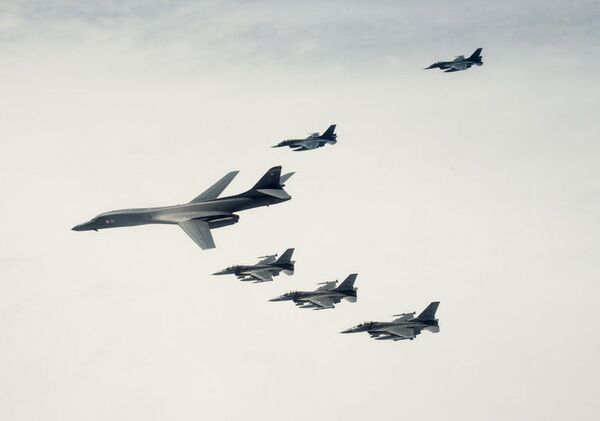Photos: US Sends Bomber on 30-Hour Surprise Mission Near Kim Jong Un’s Reported Recuperation Spot Photos: US Sends Bomber on 30-Hour Surprise Mission Near Kim Jong Un’s Reported Recuperation Spot - Sputnik International