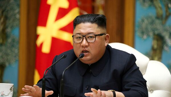 North Korean leader Kim Jong Un speaks as he takes part in a meeting of the Political Bureau of the Central Committee of the Workers' Party of Korea (WPK) in this image released by North Korea's Korean Central News Agency (KCNA) on April 11, 2020 - Sputnik International