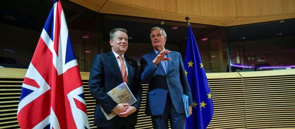 FILE PHOTO: European Union chief Brexit negotiator Michel Barnier and British Prime Minister's Europe adviser David Frost 5 are seen at start of the first round of post -Brexit trade deal talks between the EU and the United Kingdom, in Brussels, Belgium March 2, 2020. Oliver Hoslet/Pool via REUTERS/File Photo FILE PHOTO: European Union chief Brexit negotiator Michel Barnier and British Prime Minister's Europe adviser David Frost 5 are seen at start of the first round of post -Brexit trade deal talks between the EU and the United Kingdom, in Brussels, Belgium March 2, 2020. Oliver Hoslet/Pool via REUTERS/File Photo - Sputnik International
