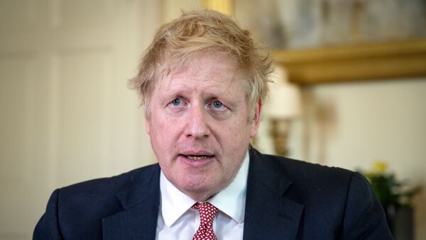 Prime Minister Boris Johnson thanks the NHS in a video message on Easter Sunday, in 10 Downing Street, London, Britain, April 12, 2020.   - Sputnik International