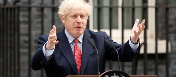 Britain's Prime Minister Boris Johnson speaks outside Downing Street after recovering from the coronavirus disease (COVID-19), London, Britain, April 27, 2020 Britain's Prime Minister Boris Johnson speaks outside Downing Street after recovering from the coronavirus disease (COVID-19), London, Britain, April 27, 2020 - Sputnik International