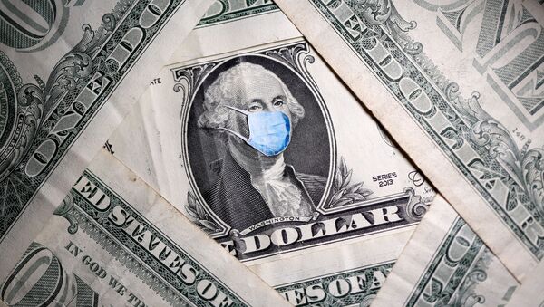 George Washington with printed medical mask on the one dollar banknote - Sputnik International