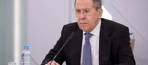 In this handout photo released by the Russian Foreign Ministry, Russian Foreign Minister Sergey Lavrov chairs a video conference meeting with the Alexander Gorchakov Public Diplomacy Fund's Board of Trustees, in Moscow, Russia - Sputnik International