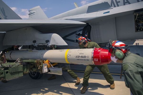 Photos: US Hornet Jets Spotted Patrolling Near Japan With Live Harpoon Anti-Ship Missiles Photos: US Hornet Jets Spotted Patrolling Near Japan With Live Harpoon Anti-Ship Missiles - Sputnik International