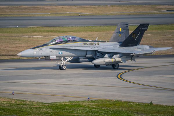 Photos: US Hornet Jets Spotted Patrolling Near Japan With Live Harpoon Anti-Ship Missiles Photos: US Hornet Jets Spotted Patrolling Near Japan With Live Harpoon Anti-Ship Missiles - Sputnik International