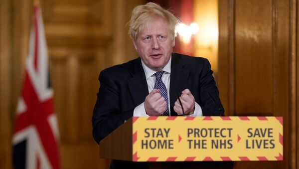Britain's Prime Minister Boris Johnson speaks during a daily news conference to update on the coronavirus disease (COVID-19), at 10 Downing Street in London, Britain April 30, 2020 - Sputnik International