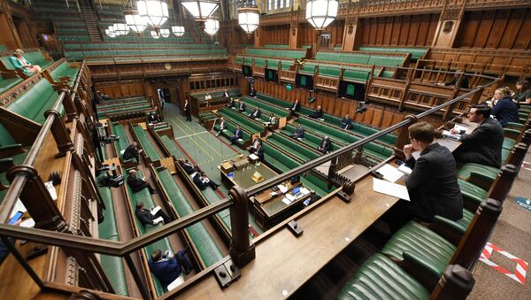 General view during the weekly question time debate at the Parliament, during the hybrid parliament session amid the coronavirus disease (COVID-19) outbreak, in London, Britain, April 22, 2020. - Sputnik International